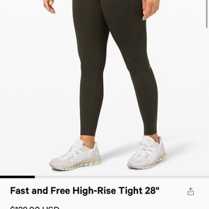 Lululemon Fast and Free leggings 25” Length
